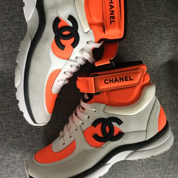 orange chanel boots